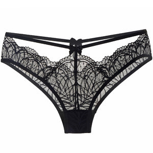 Lace cross cutout women panties