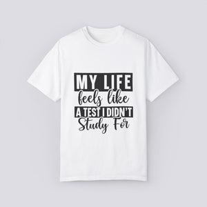 Funny Unisex Garment-Dyed T-Shirt - 'My Life Feels Like A Test I Didn't Study For'