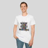 Inspirational Unisex Softstyle T-Shirt - 'Where God Guides, God Provides'