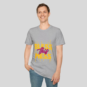 Bless This Mess Unisex Softstyle T-Shirt - Fun & Comfy Graphic Tee for Everyday Wear