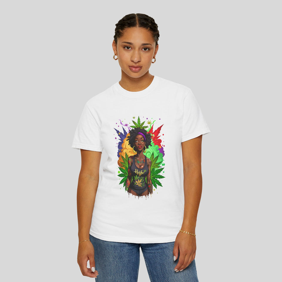 High Vibe Garment-Dyed Unisex T-Shirt - Cannabis Inspired Art