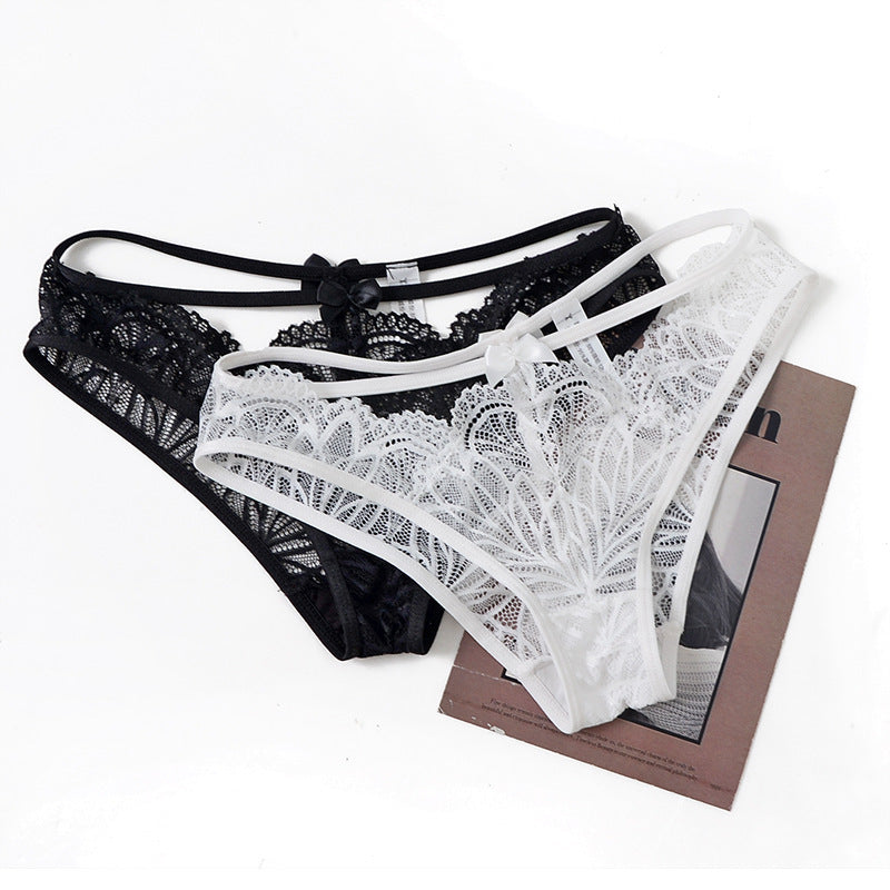 Lace cross cutout women panties