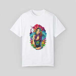 Vibrant Love & Cannabis Graphic T-Shirt - Unisex Tie-Dye Tee