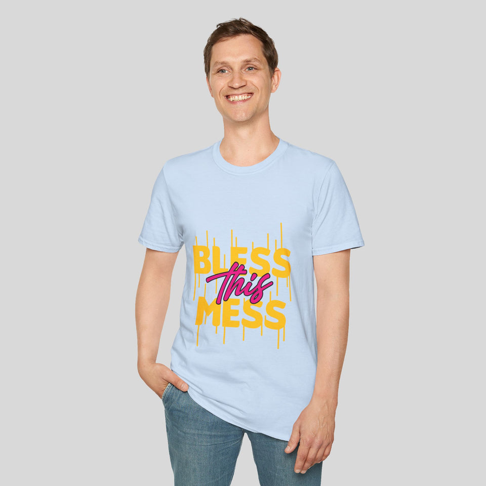 Bless This Mess Unisex Softstyle T-Shirt - Fun & Comfy Graphic Tee for Everyday Wear